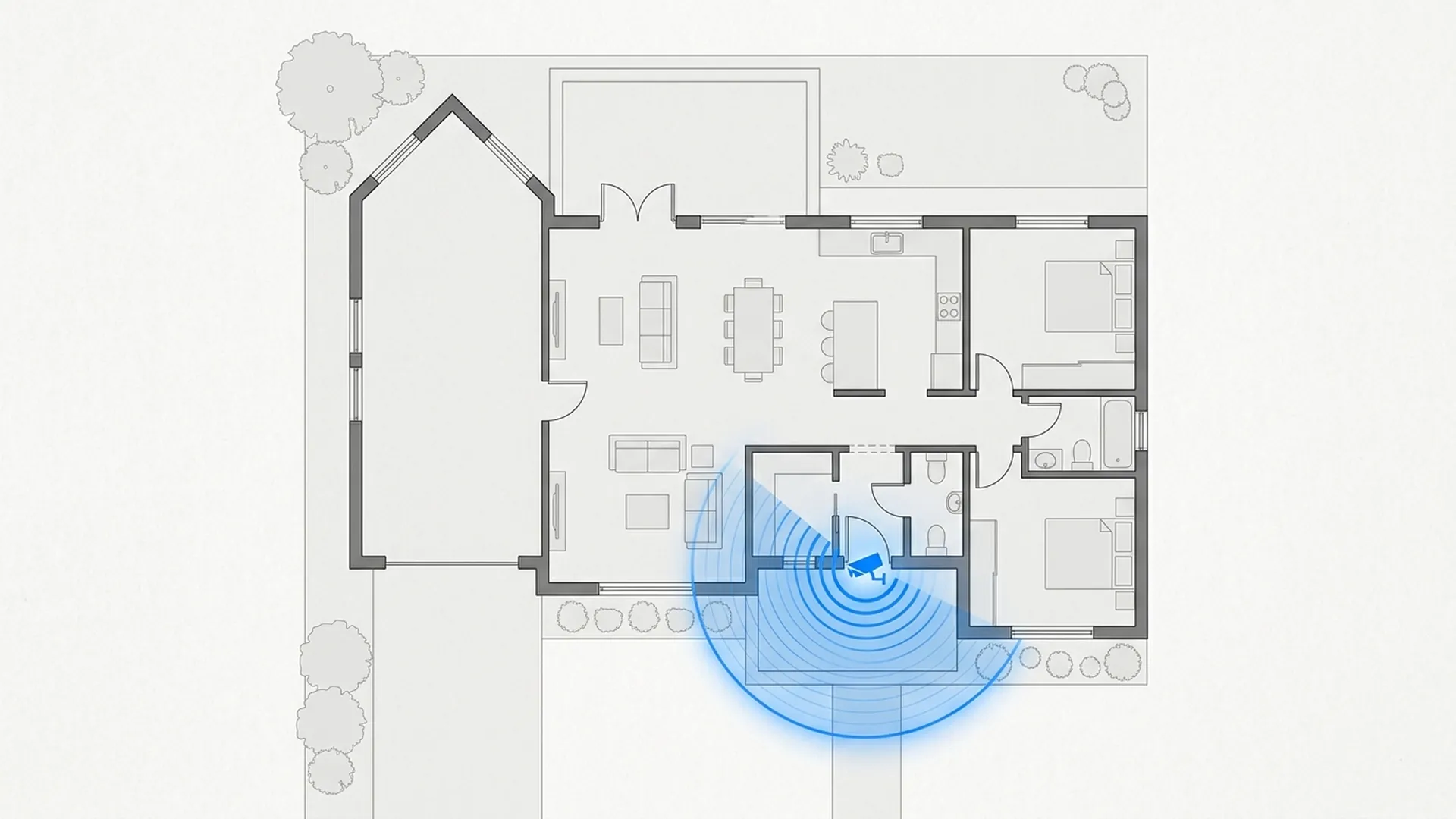 Diagram showing which entry points a video doorbell covers