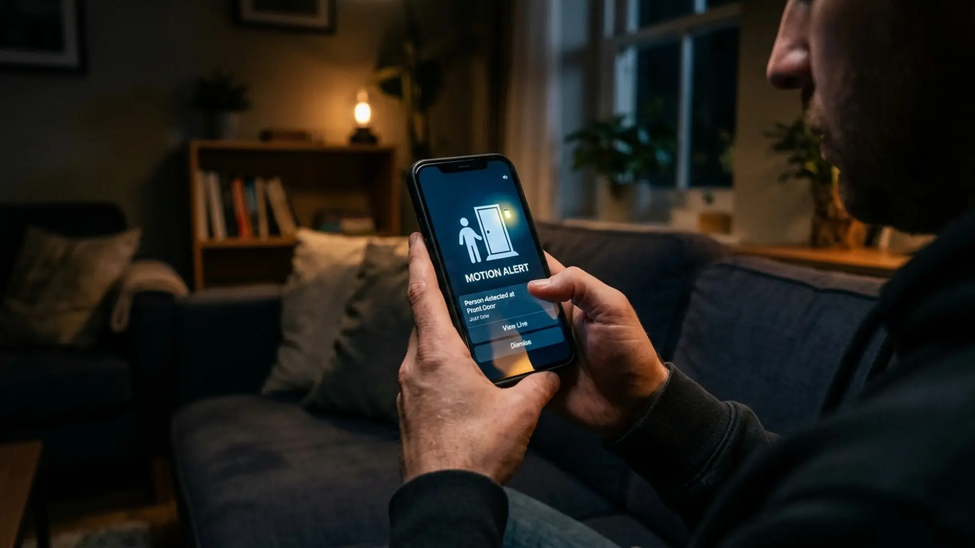 Smartphone showing a doorbell camera motion alert