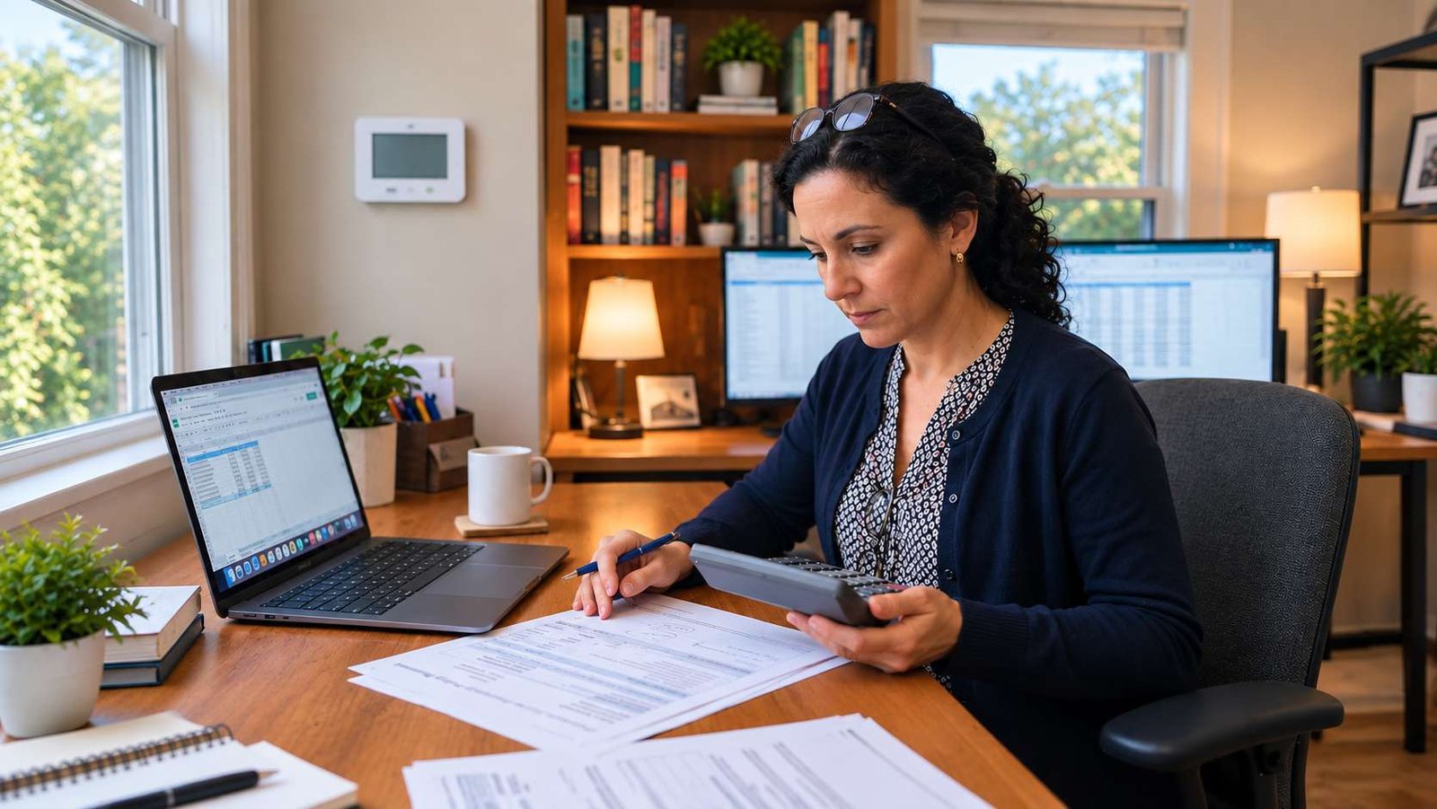 Homeowner calculating a security system insurance discount
