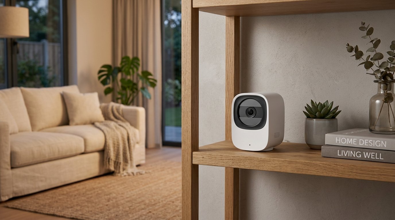 Indoor security camera with a privacy shutter
