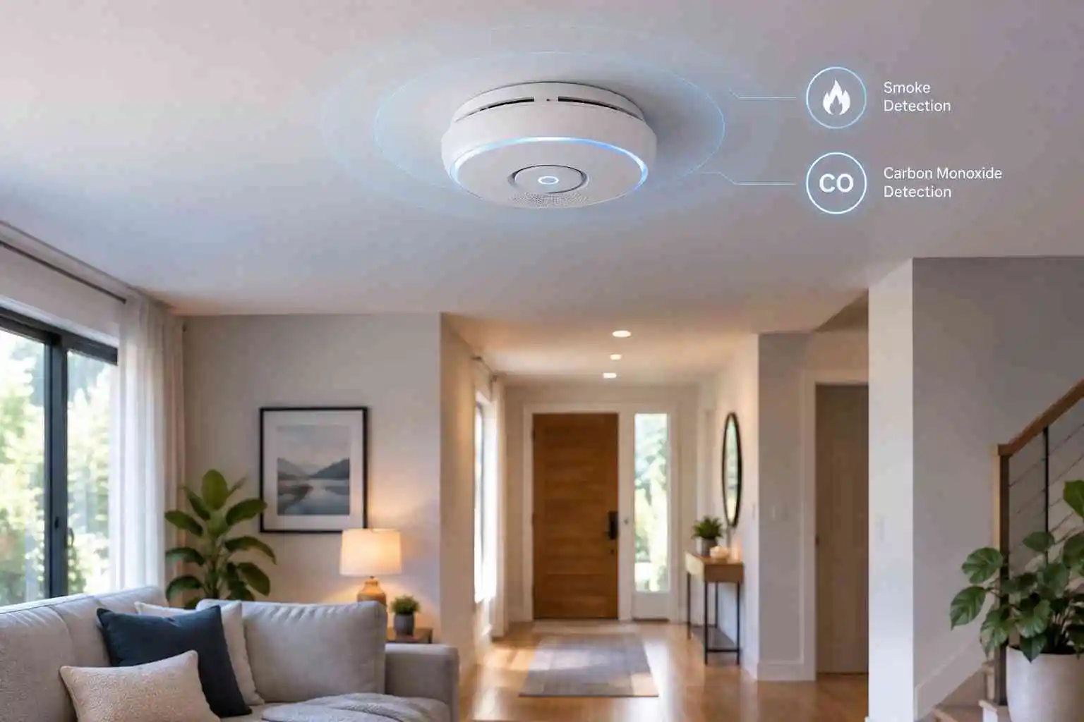 Monitored smoke and carbon monoxide detector