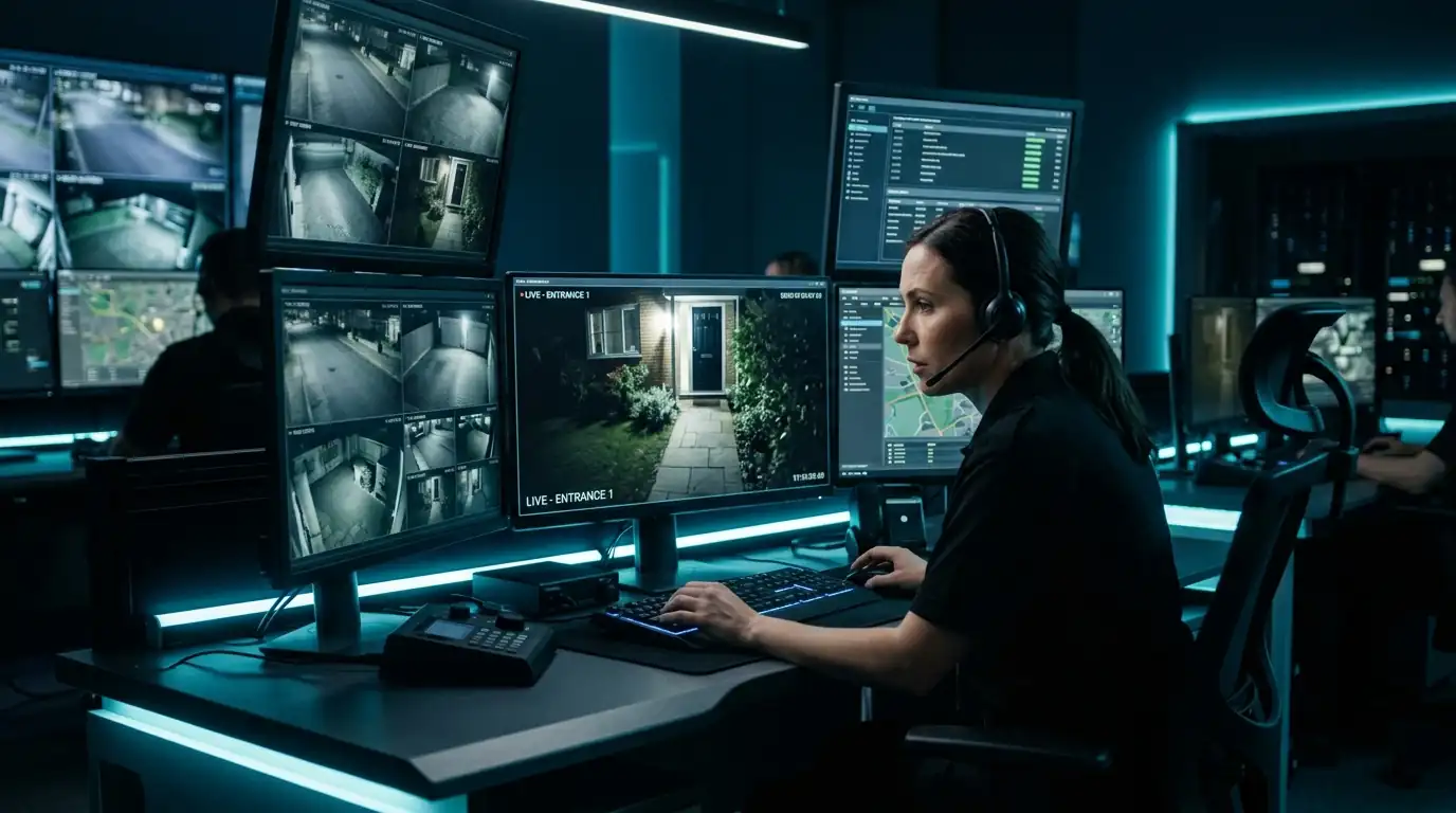 Monitoring operator verifying an alarm with video