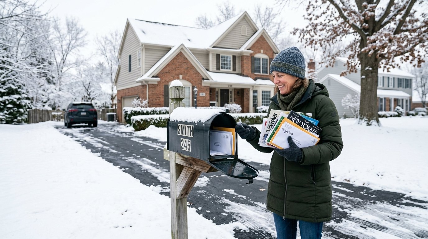 Neighbor collecting mail for a traveling homeowner