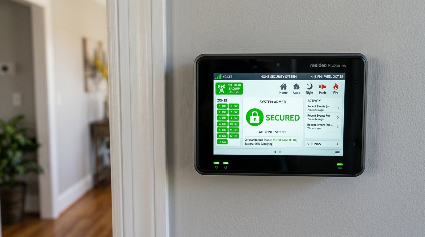 Panel showing cellular backup active