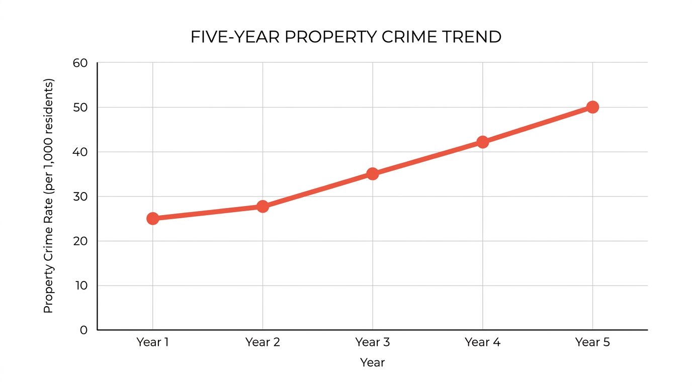 Five-year property crime trend chart