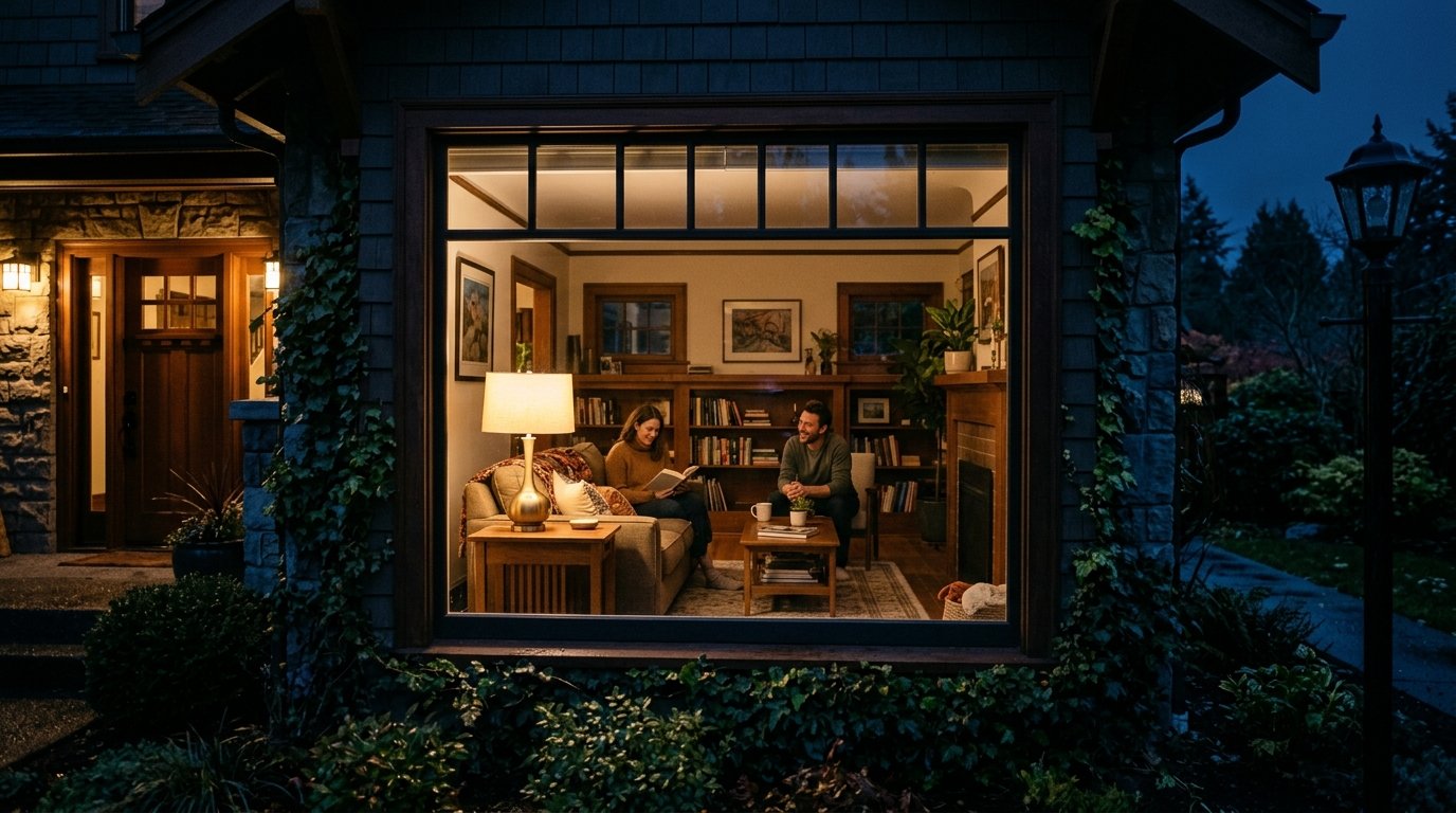Interior light on a timer making a home appear occupied