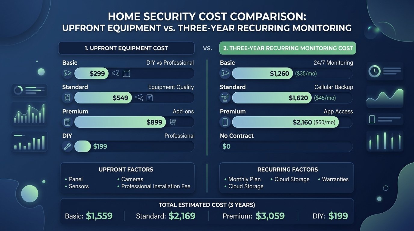 Chart comparing upfront equipment cost to three-year monitoring cost