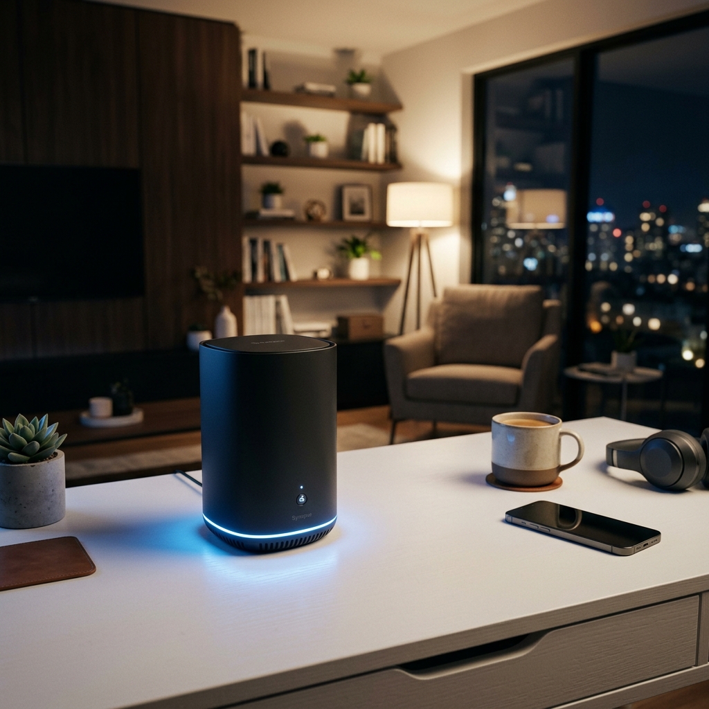 Wi-Fi 7 gateway router on modern desk