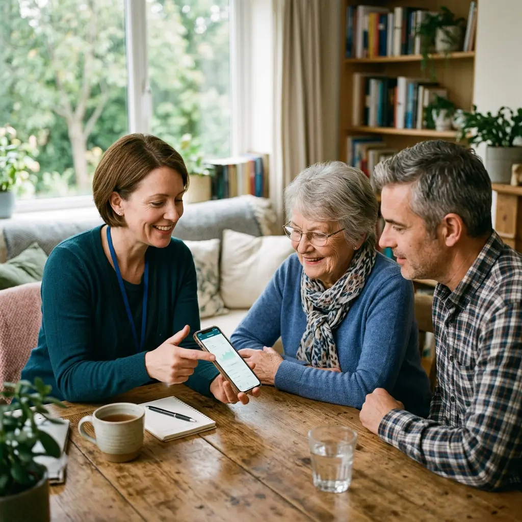 Advisor helping a senior with their cell phone plan