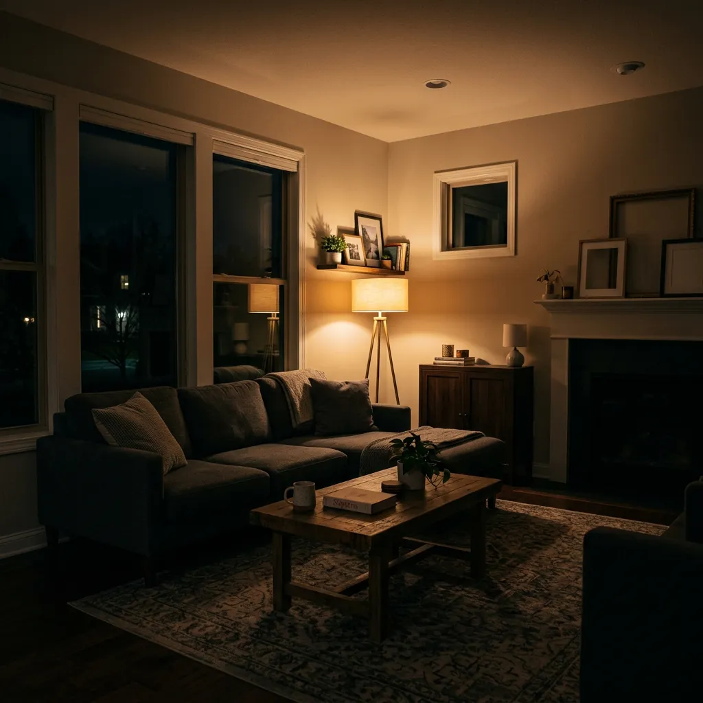 Living room lamp automatically turning on at night in a dark house