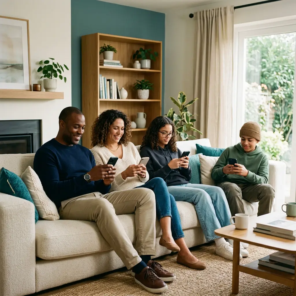Family using wireless phone plans at home